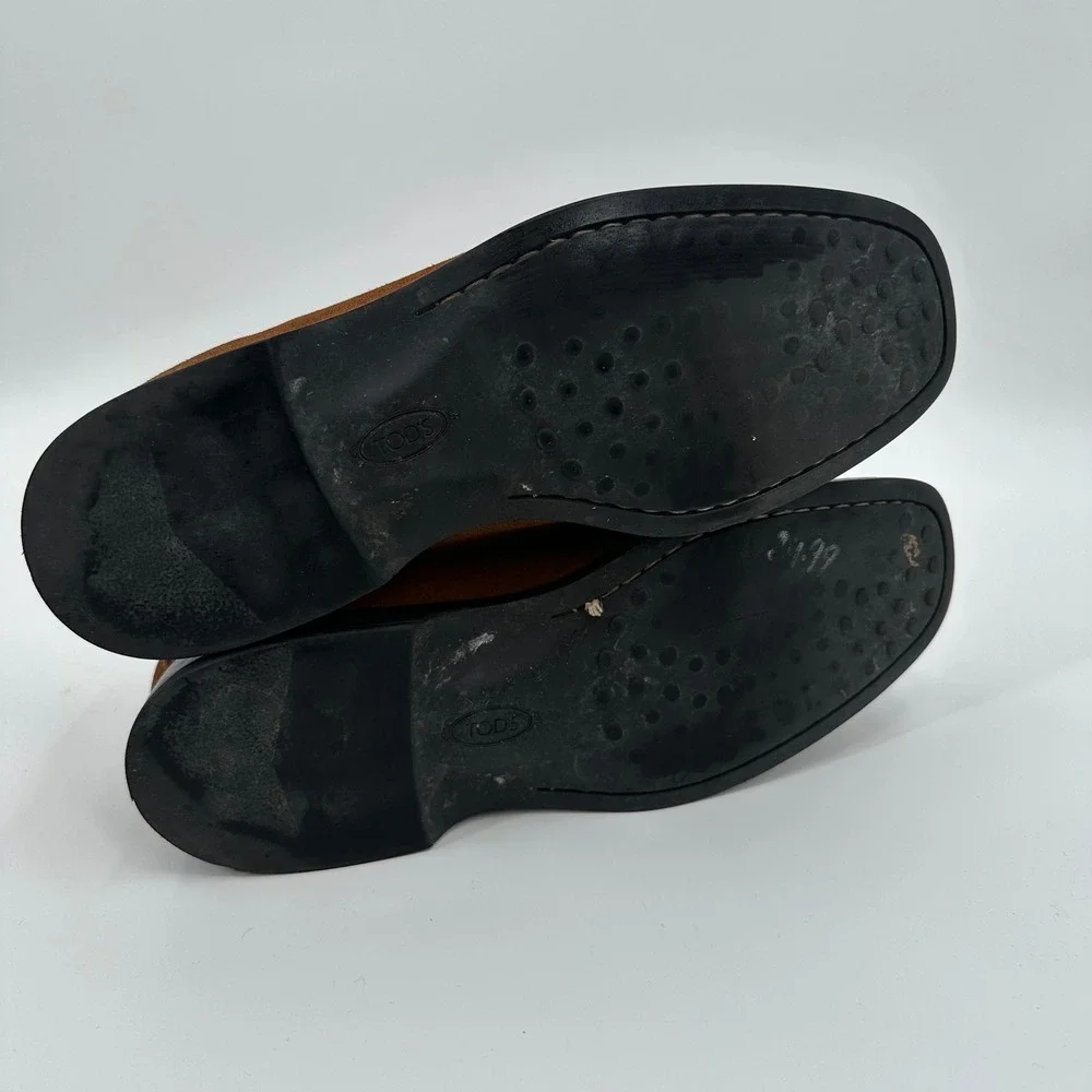 Tods Mens Penny Loafers Brown Suede Leather Shoes Made‎ in Italy Size 9